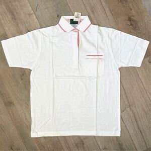 Vintage Izod White and Pink Polo Women's Size Large NWT NOS